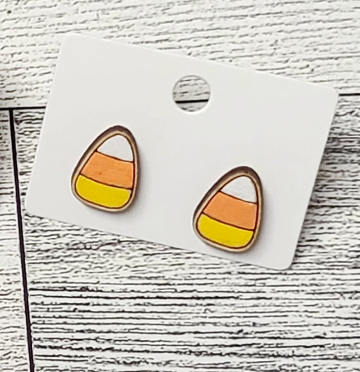 Candy corn stud earrings