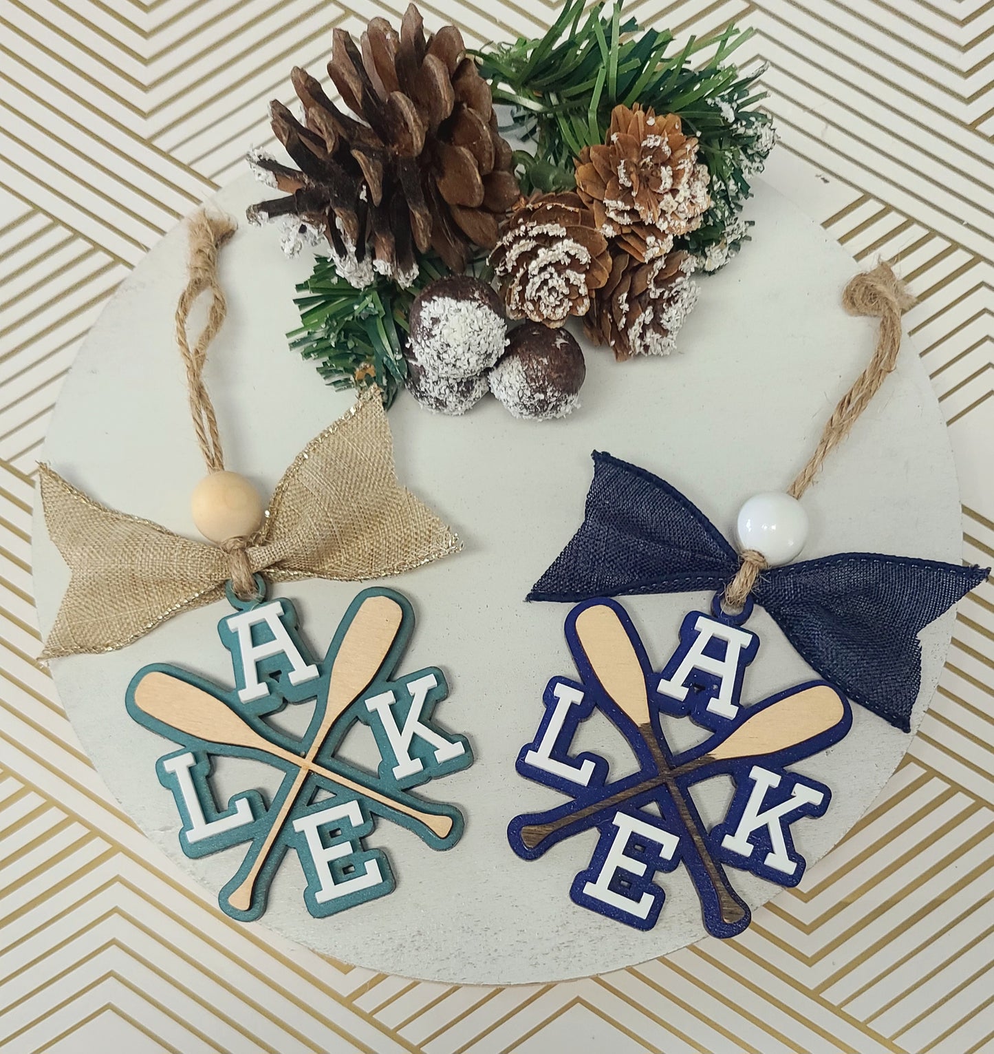 Lake with paddles ornament