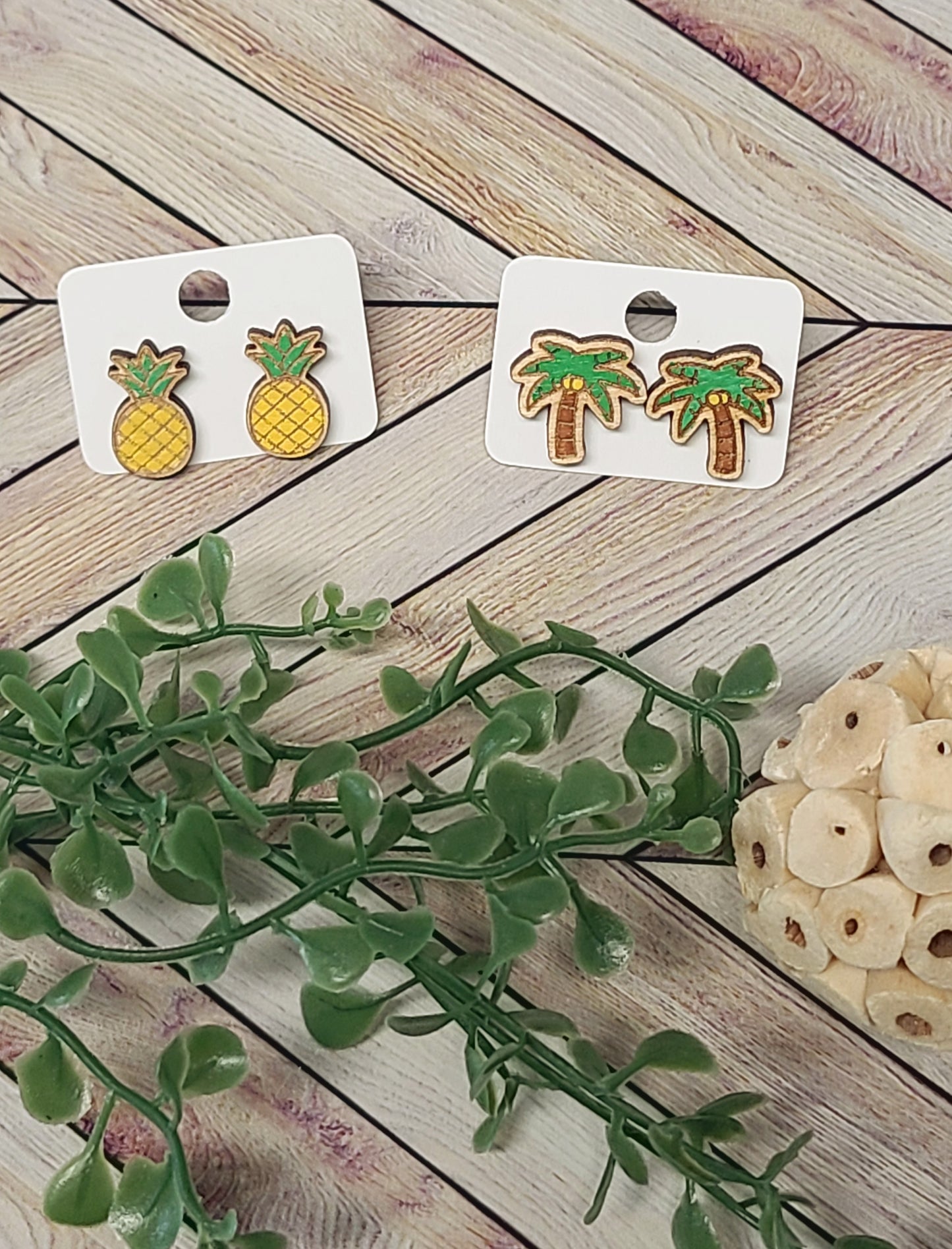 Pineapple & Palm Tree stud earrings