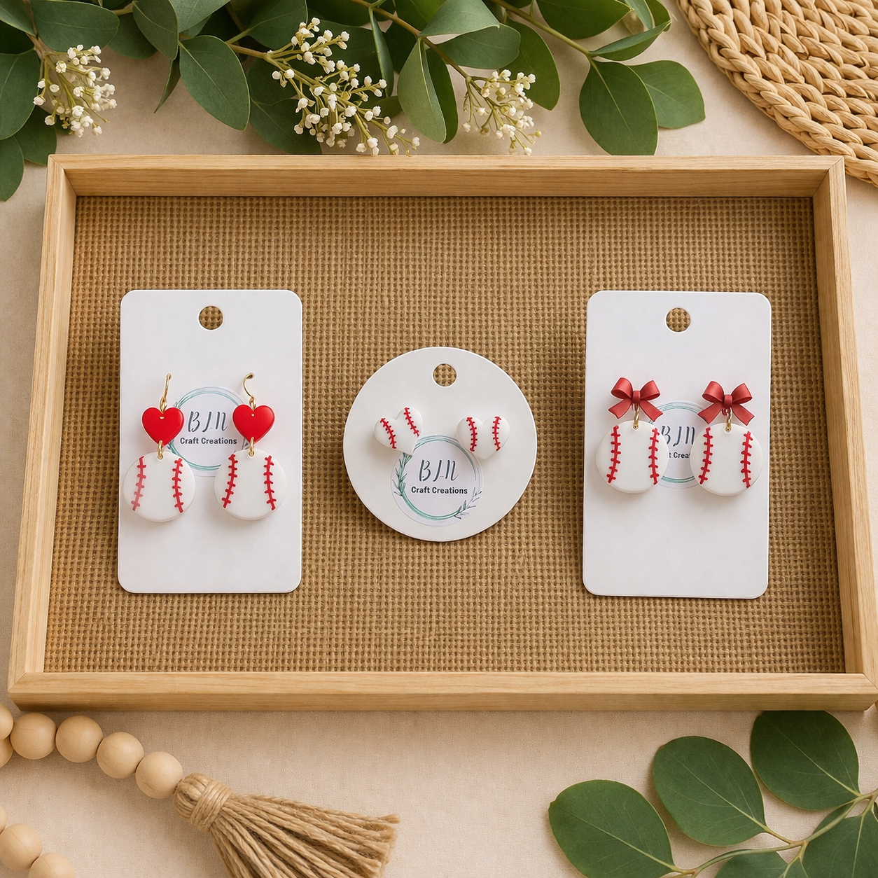 Baseball shaped earrings
