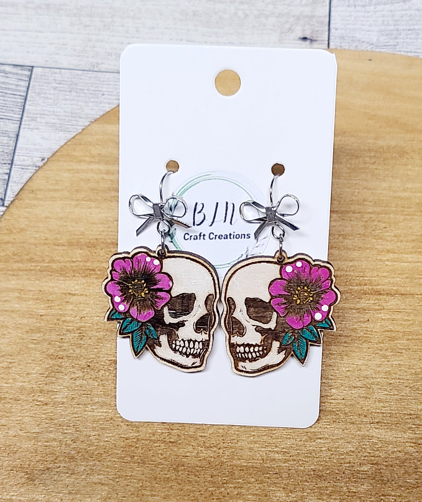 Skelly with flowers earrings