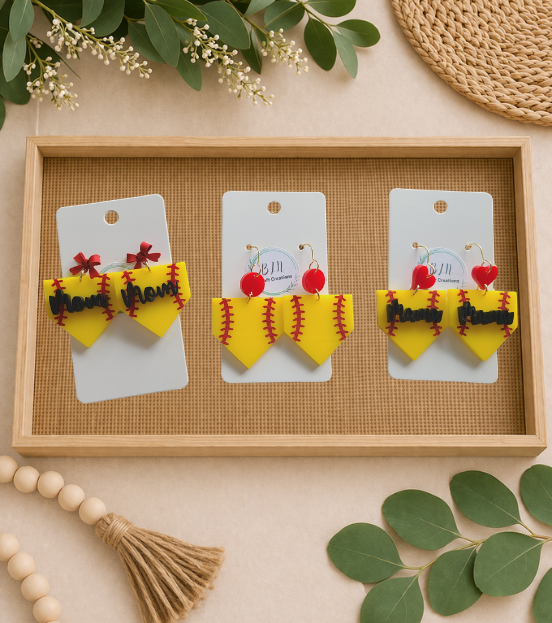 Home plate Softball earrings