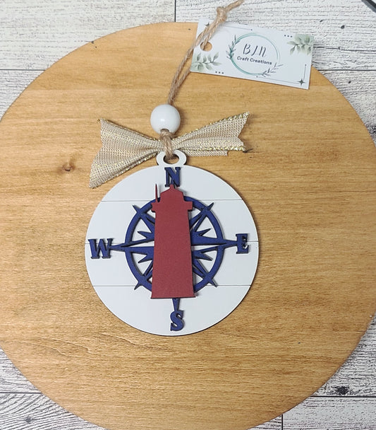 Compass with Lighthouse ornament