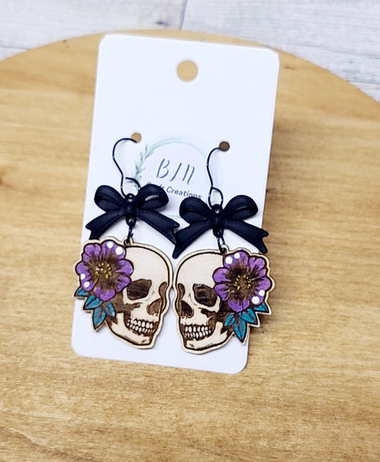 Skelly with flowers earrings