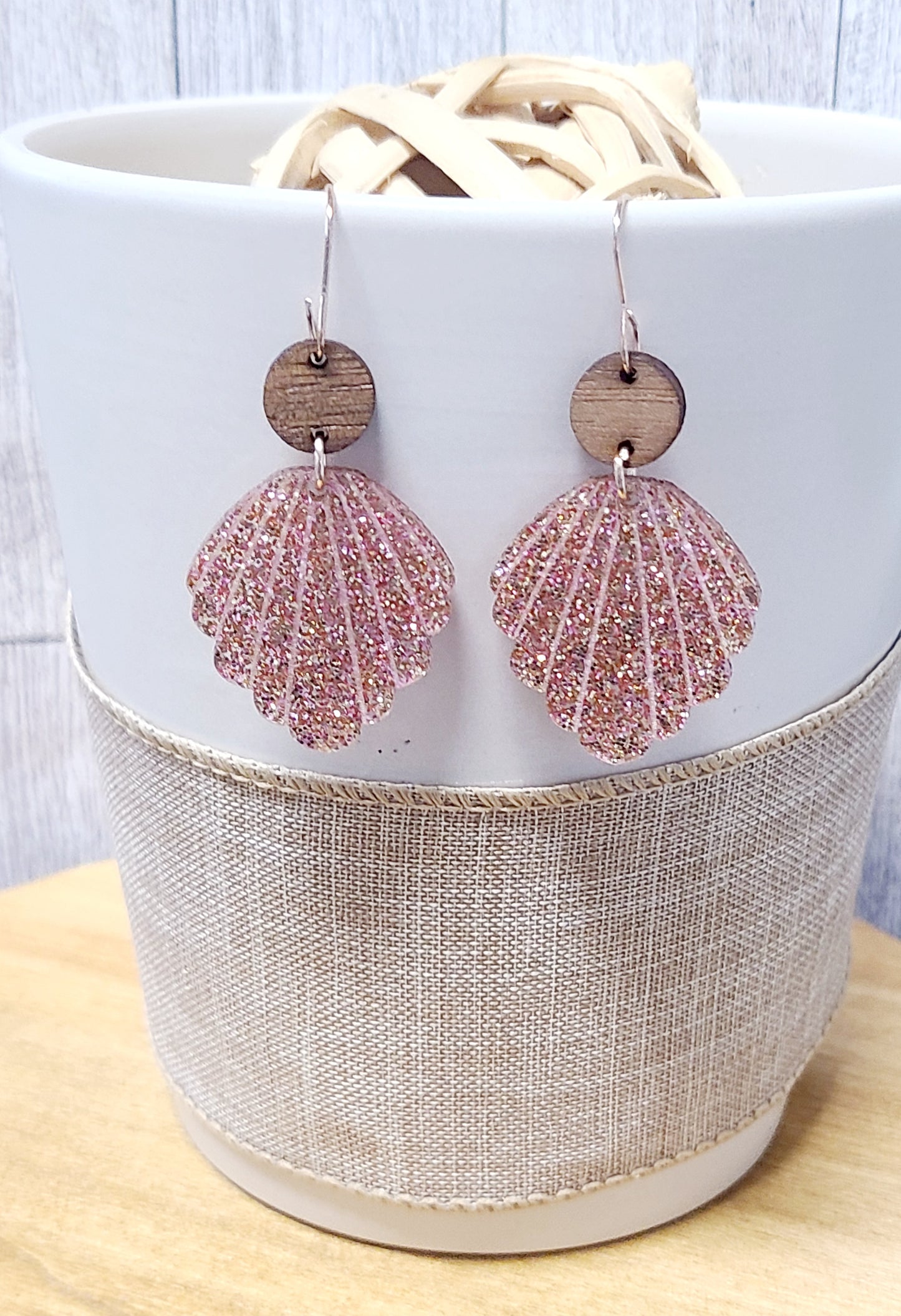 Scalloped shell earrings