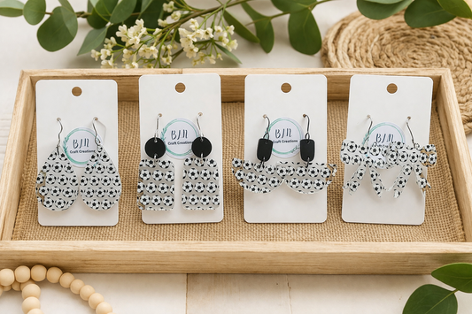 Soccer pattern acrylic earrings
