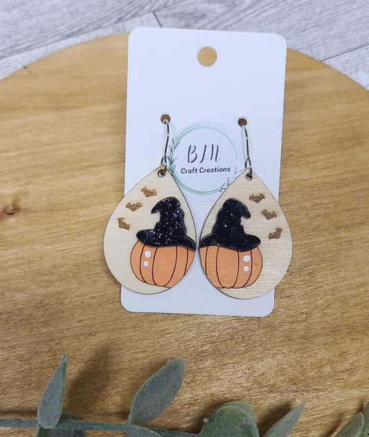 Pumpkin with Witch hats earrings