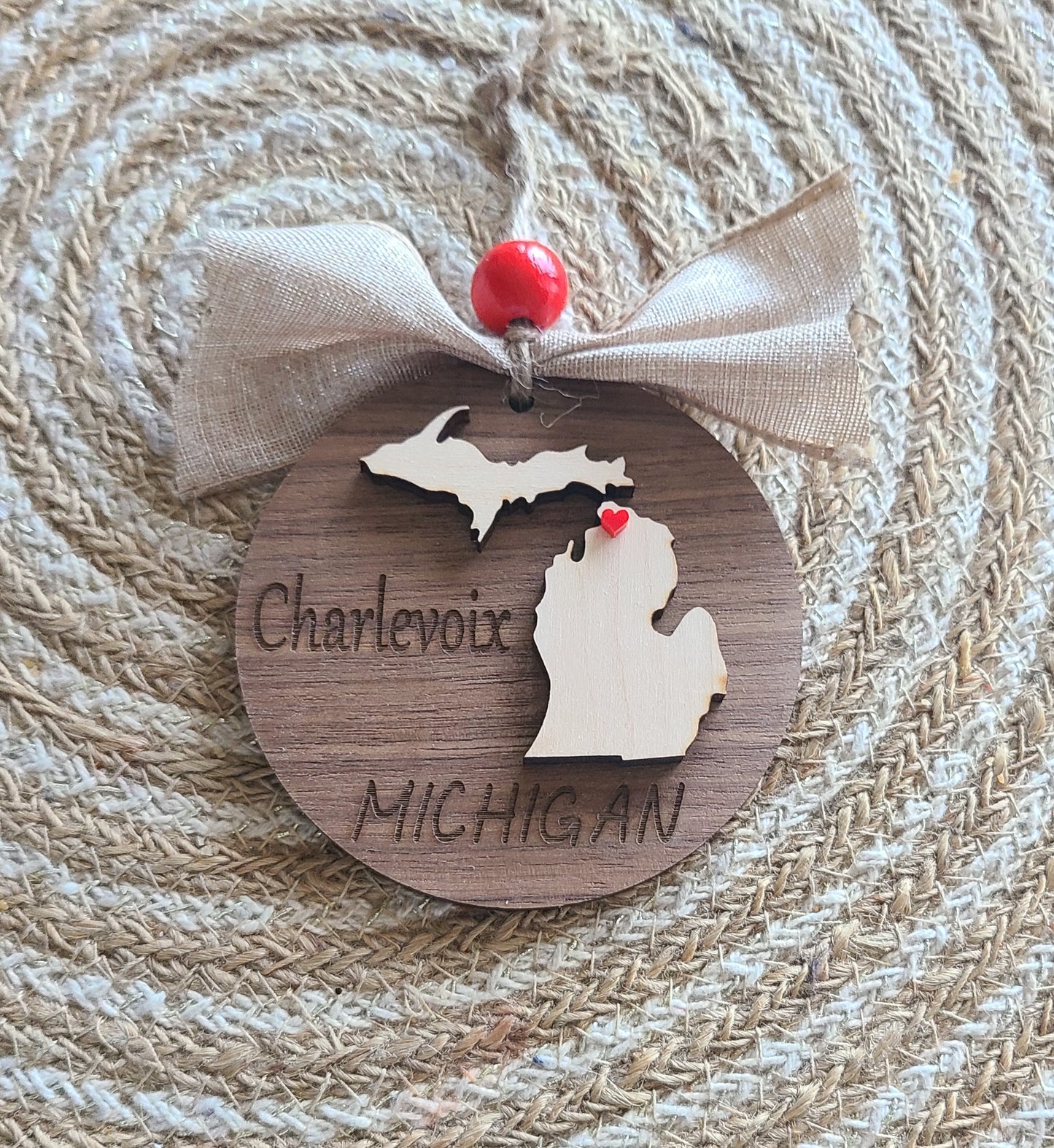 Michigan ornament with heart